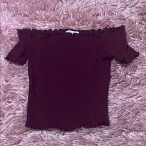 off the shoulder cropped shirt